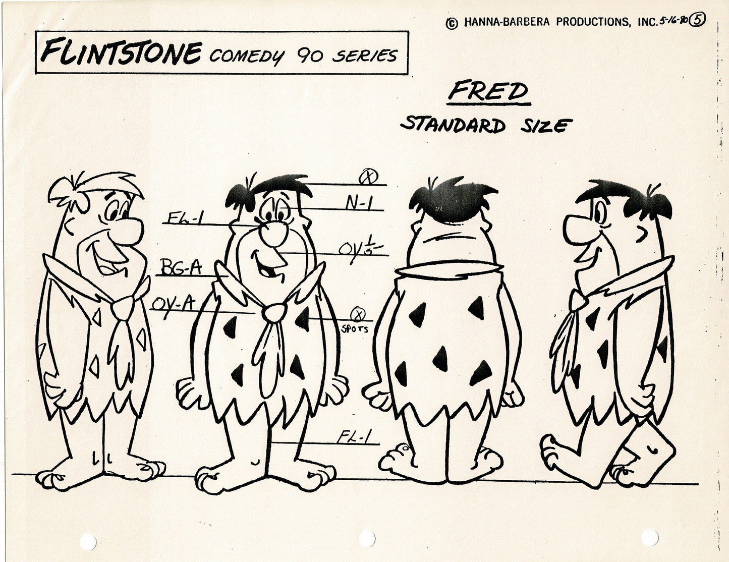 The Flintstones Model Sheet Copy Group of 24 Pages 1980 Production Hanna Barbera