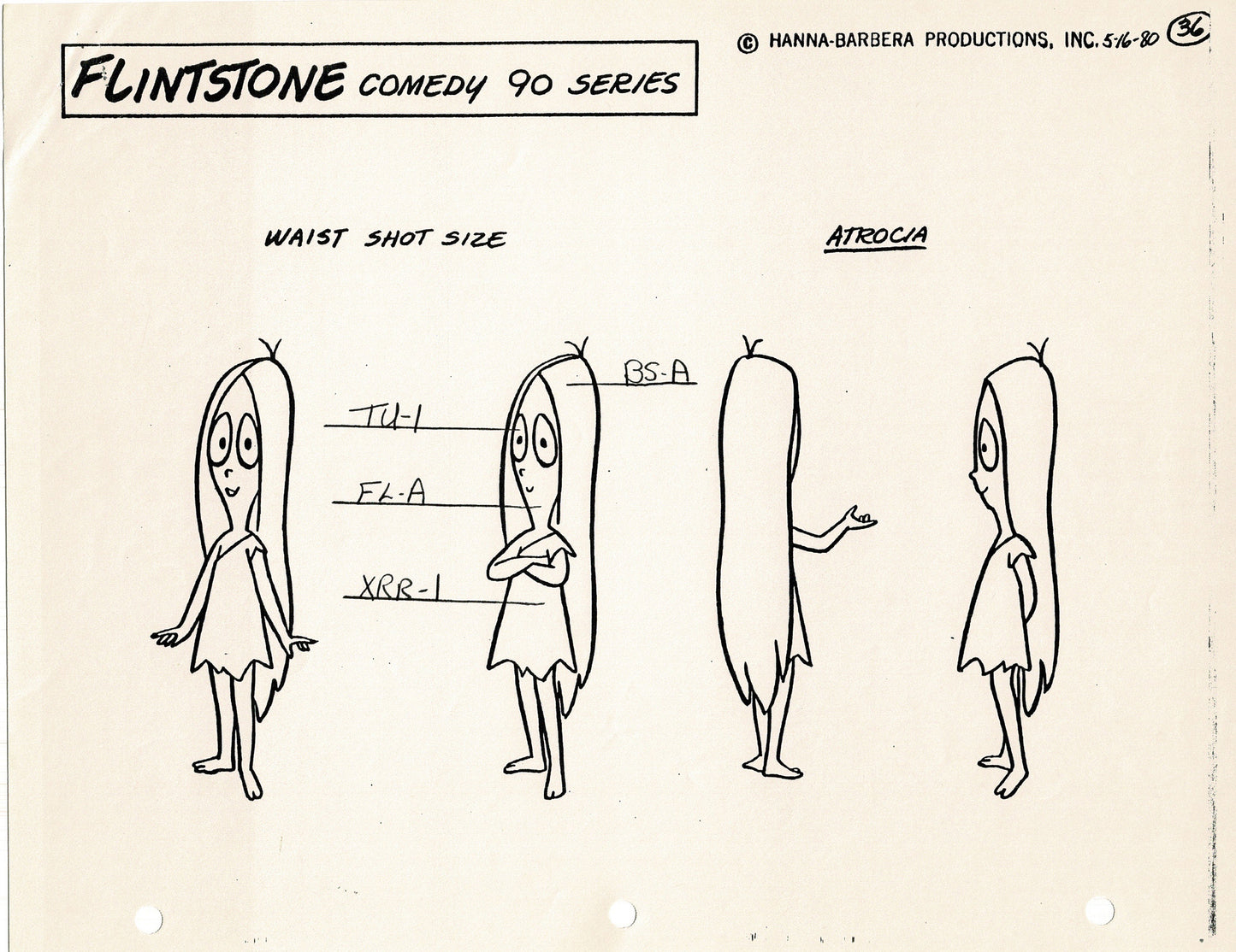 The Flintstones Model Sheet Copy Group of 24 Pages 1980 Production Hanna Barbera