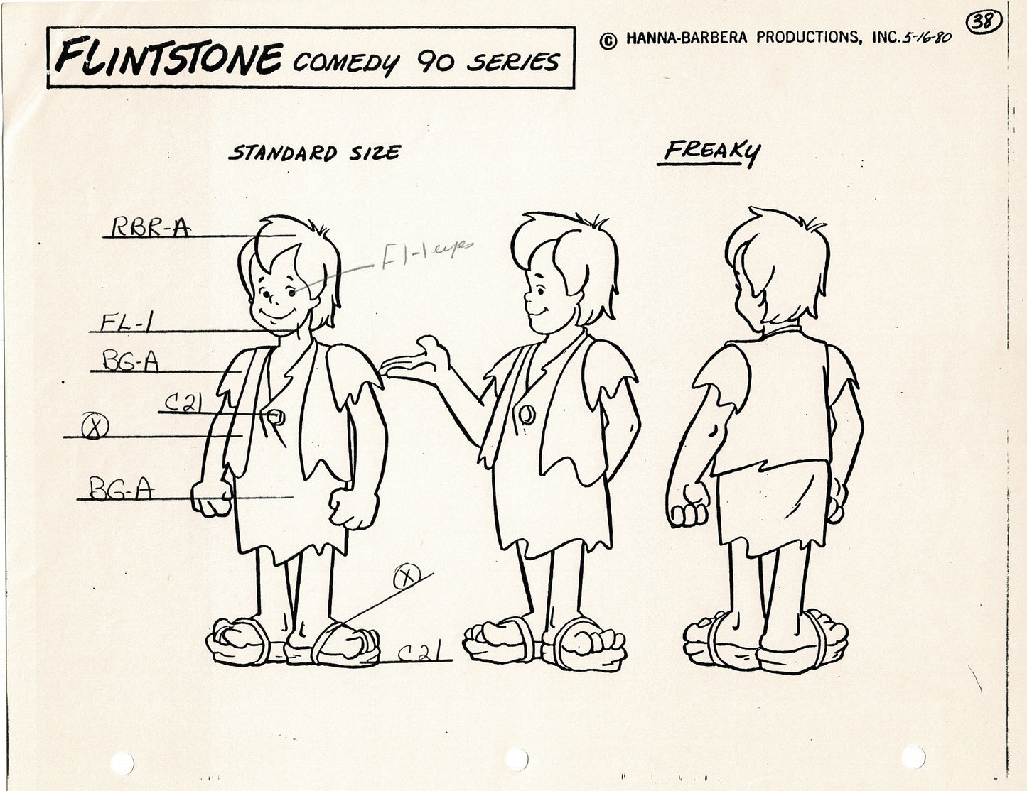 The Flintstones Model Sheet Copy Group of 24 Pages 1980 Production Hanna Barbera