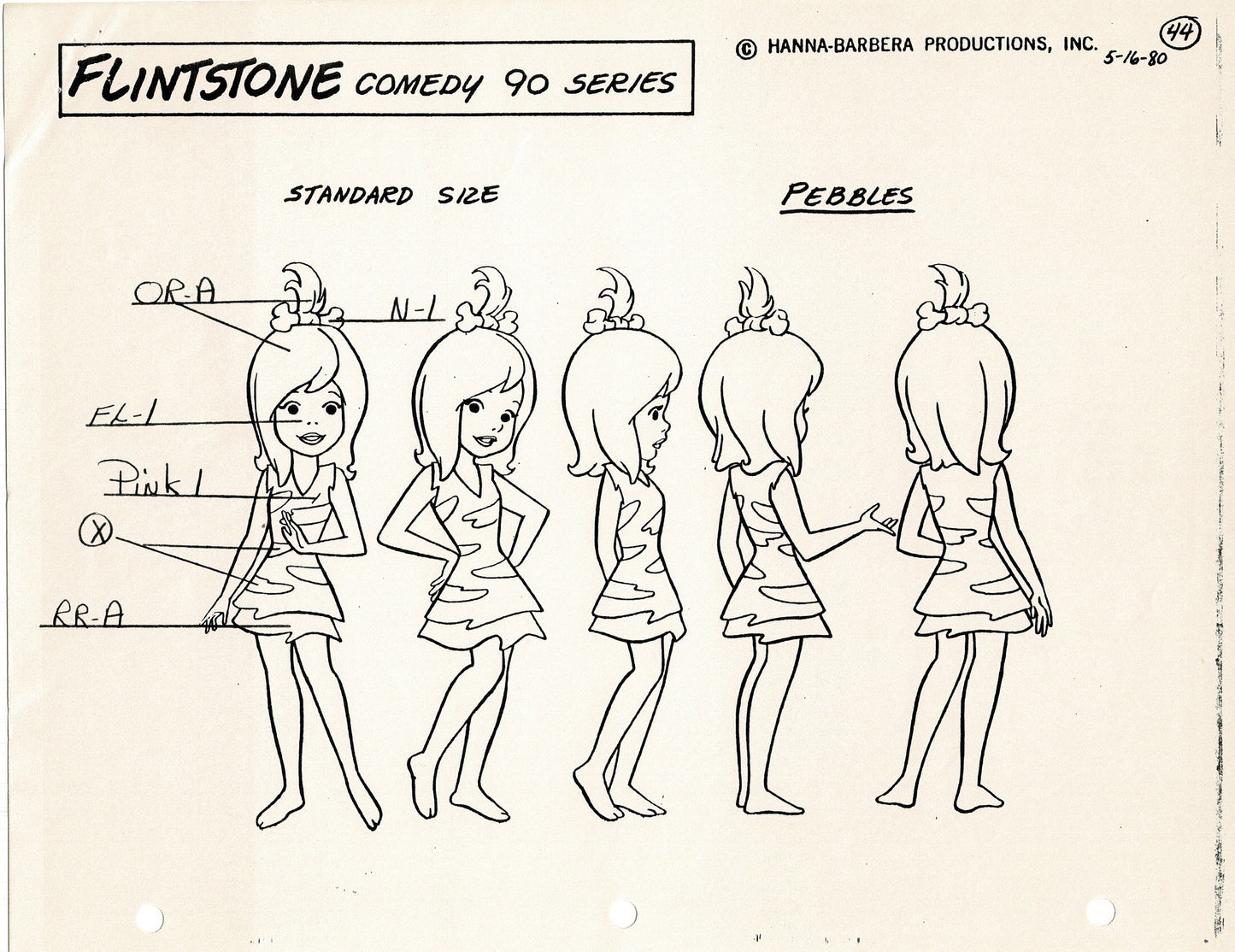 The Flintstones Model Sheet Copy Group of 24 Pages 1980 Production Hanna Barbera