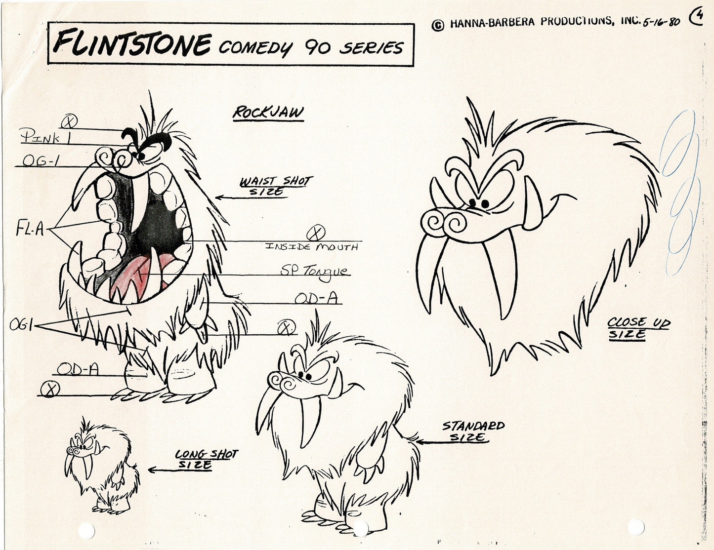 The Flintstones Model Sheet Copy Group of 24 Pages 1980 Production Hanna Barbera