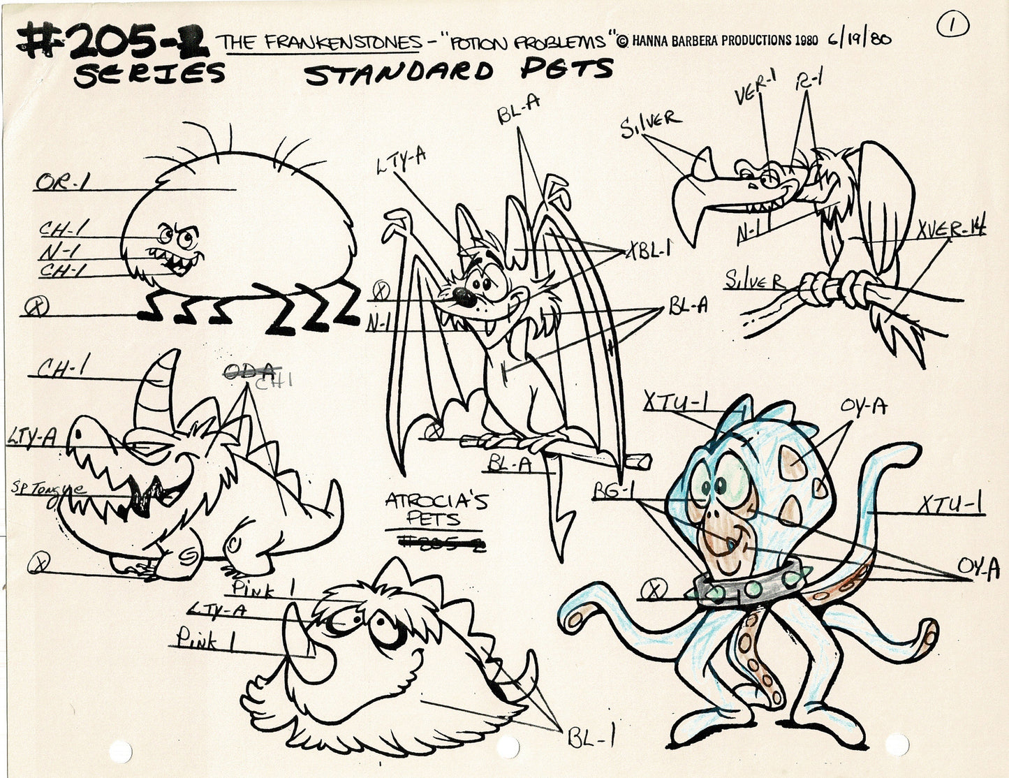 The Flintstones Model Sheet Copy Group of 24 Pages 1980 Production Hanna Barbera
