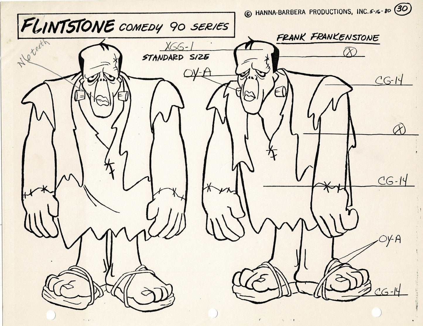 The Flintstones Model Sheet Copy Group of 24 Pages 1980 Production Hanna Barbera