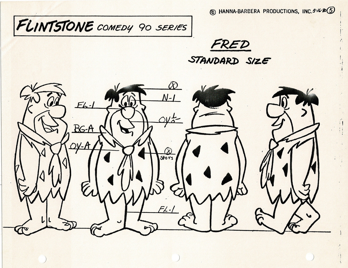 The Flintstones Model Sheet Copy Group of 24 Pages 1980 Production Hanna Barbera