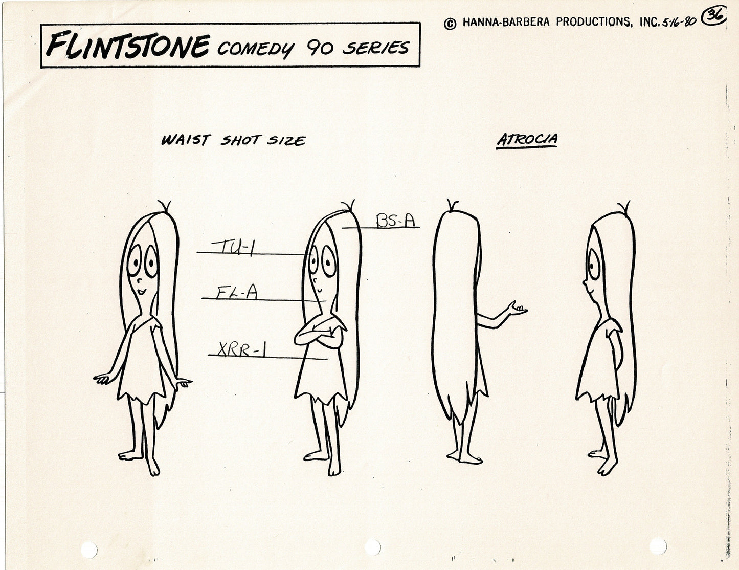 The Flintstones Model Sheet Copy Group of 24 Pages 1980 Production Hanna Barbera