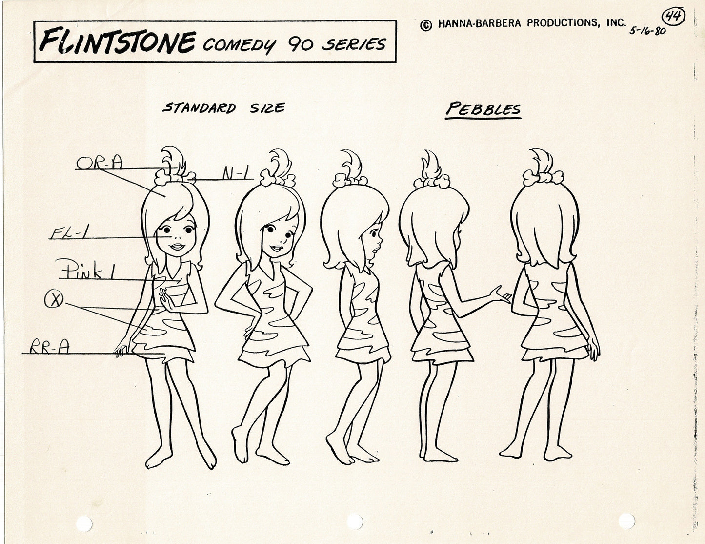 The Flintstones Model Sheet Copy Group of 24 Pages 1980 Production Hanna Barbera