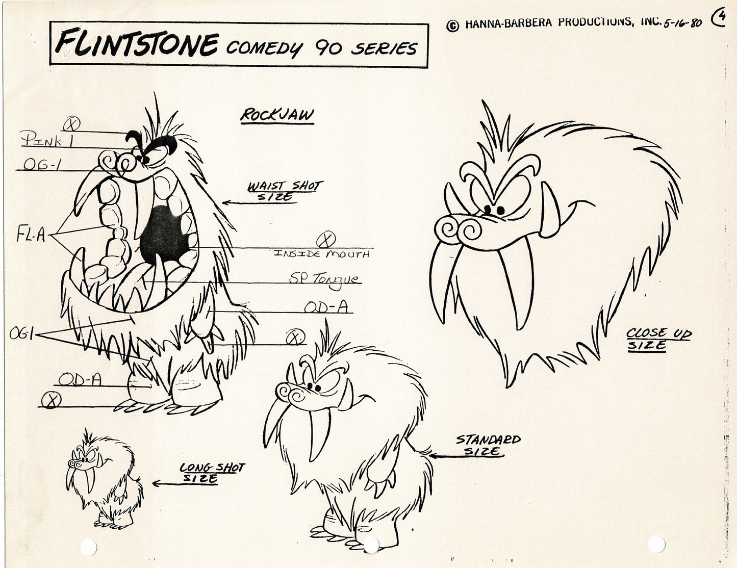 The Flintstones Model Sheet Copy Group of 24 Pages 1980 Production Hanna Barbera