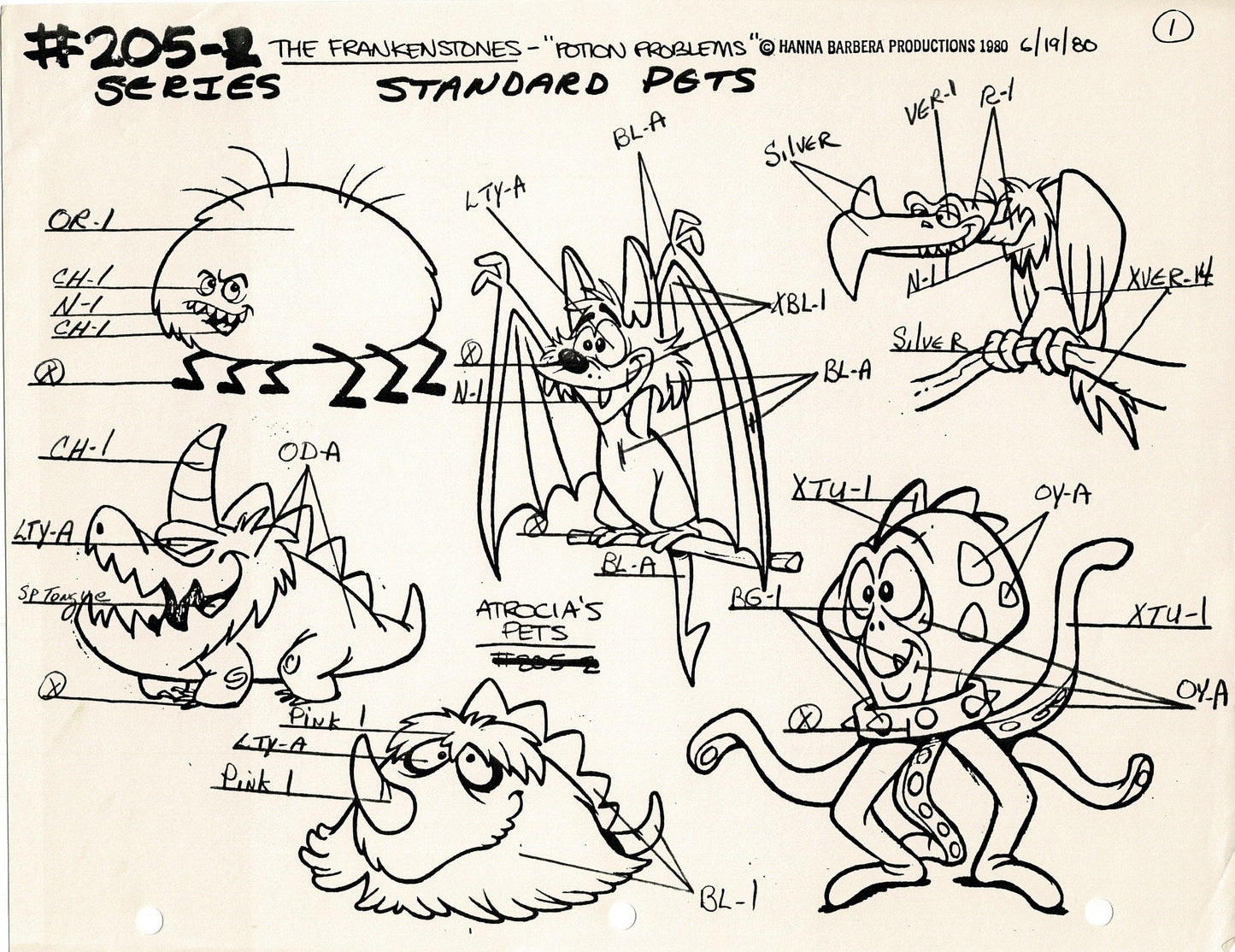 The Flintstones Model Sheet Copy Group of 24 Pages 1980 Production Hanna Barbera