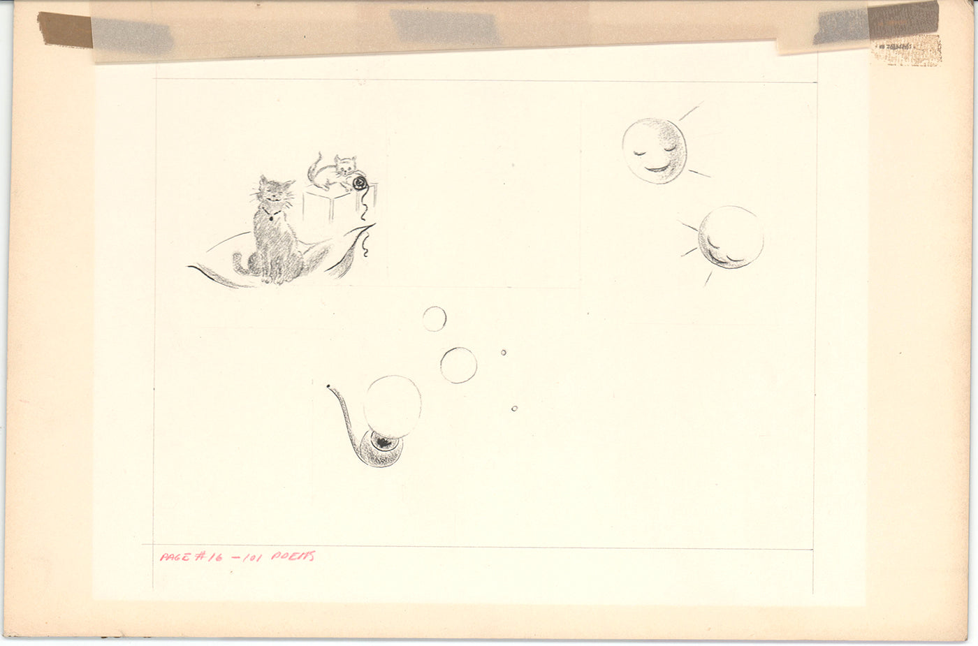 Illustration Book Page Original Drawing by Lowenheim c1978 Samuel Lowe H019