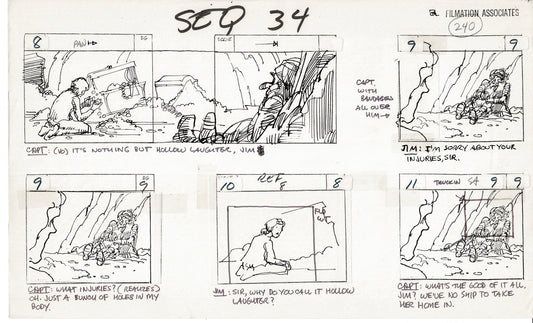 Treasure Island Storyboard Art Cartoon 2 Pages Stevenson Filmation WB 1973 E-21