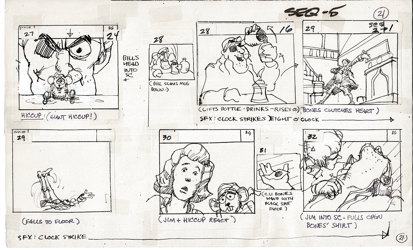 Treasure Island Storyboard Art Cartoon 2 Pages Stevenson Filmation WB 1973 A-21