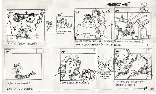 Treasure Island Storyboard Art Cartoon 2 Pages Stevenson Filmation WB 1973 A-21