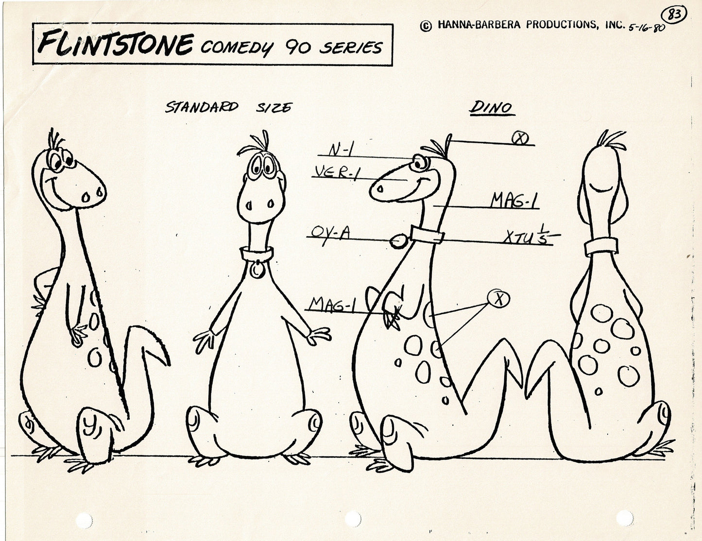 The Flintstones Model Sheet Copy Group of 24 Pages 1980 Production Hanna Barbera