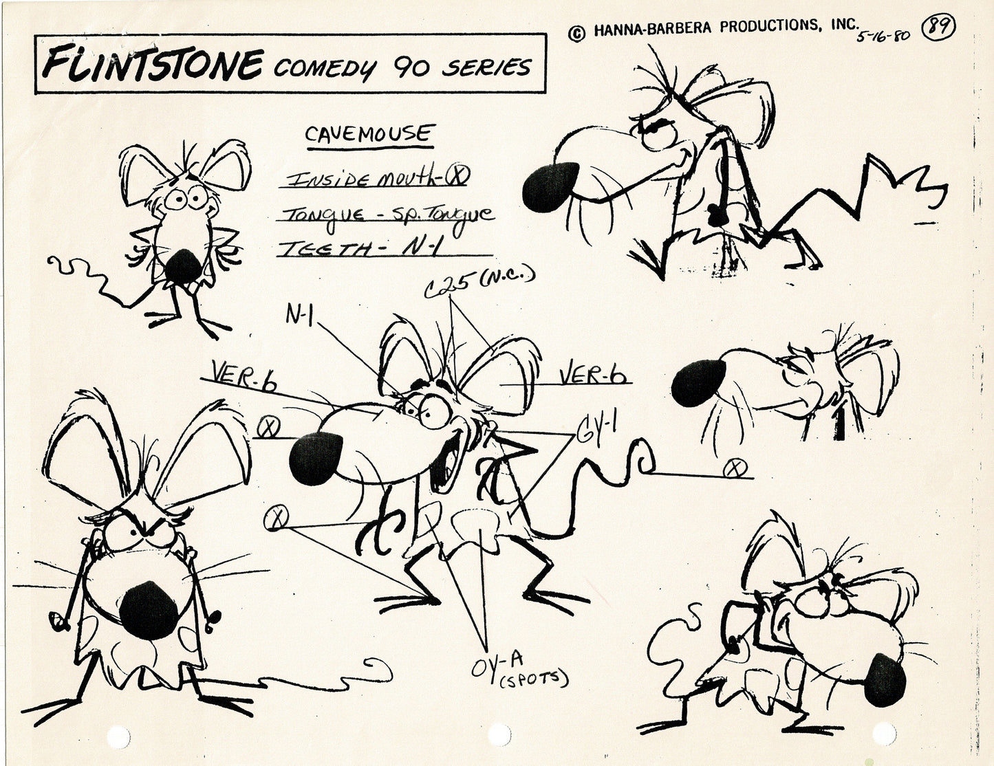 The Flintstones Model Sheet Copy Group of 24 Pages 1980 Production Hanna Barbera
