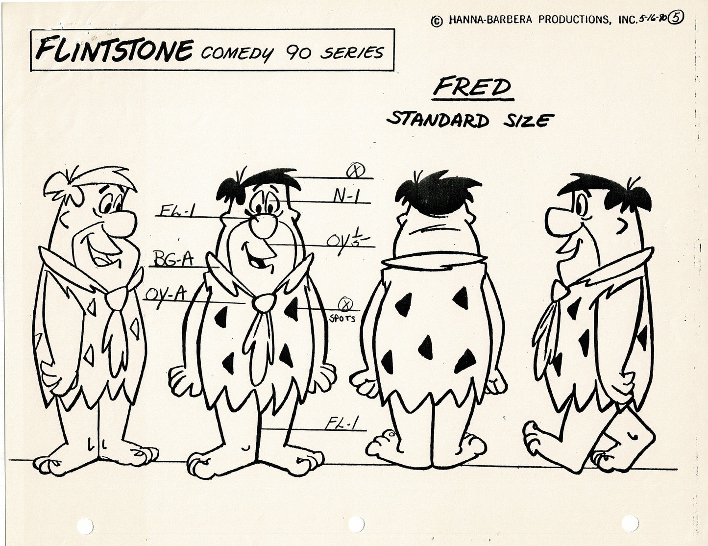 The Flintstones Model Sheet Copy Group of 24 Pages 1980 Production Hanna Barbera