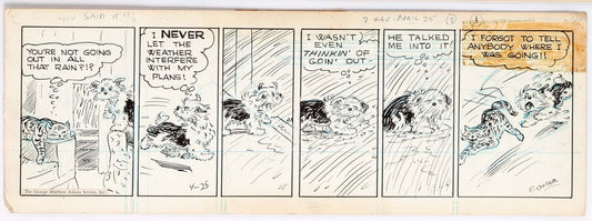 Cap Stubbs and Tippie Original Ink Daily Comic Strip Art Signed and Drawn by Edwina Dumm AM22