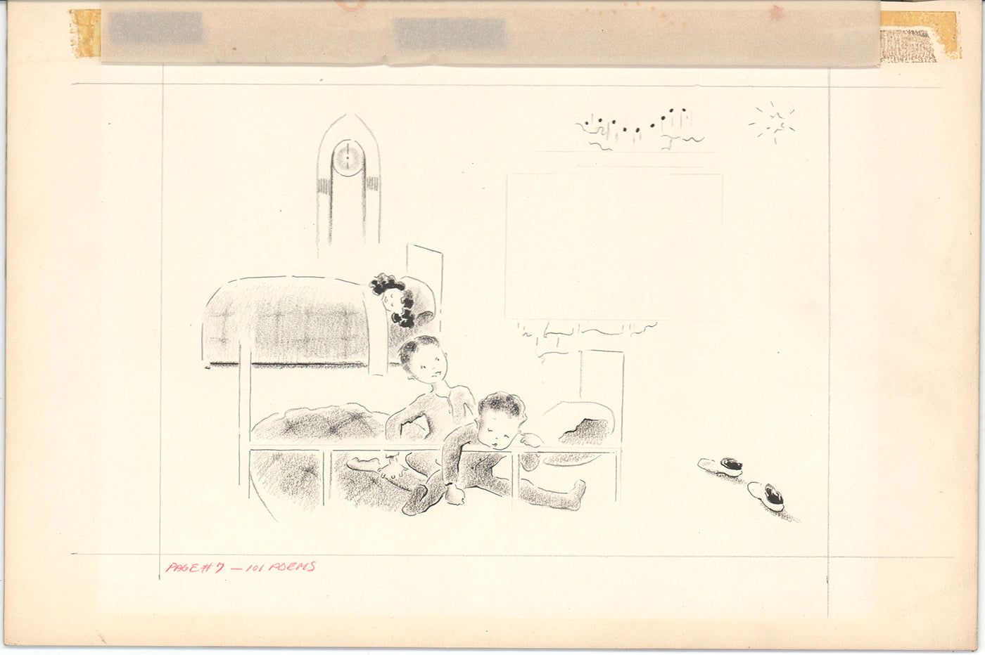 Illustration Book Page Original Drawing by Lowenheim c1978 Samuel Lowe H021
