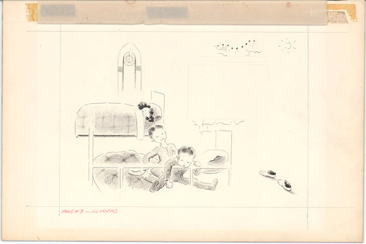 Illustration Book Page Original Drawing by Lowenheim c1978 Samuel Lowe H021