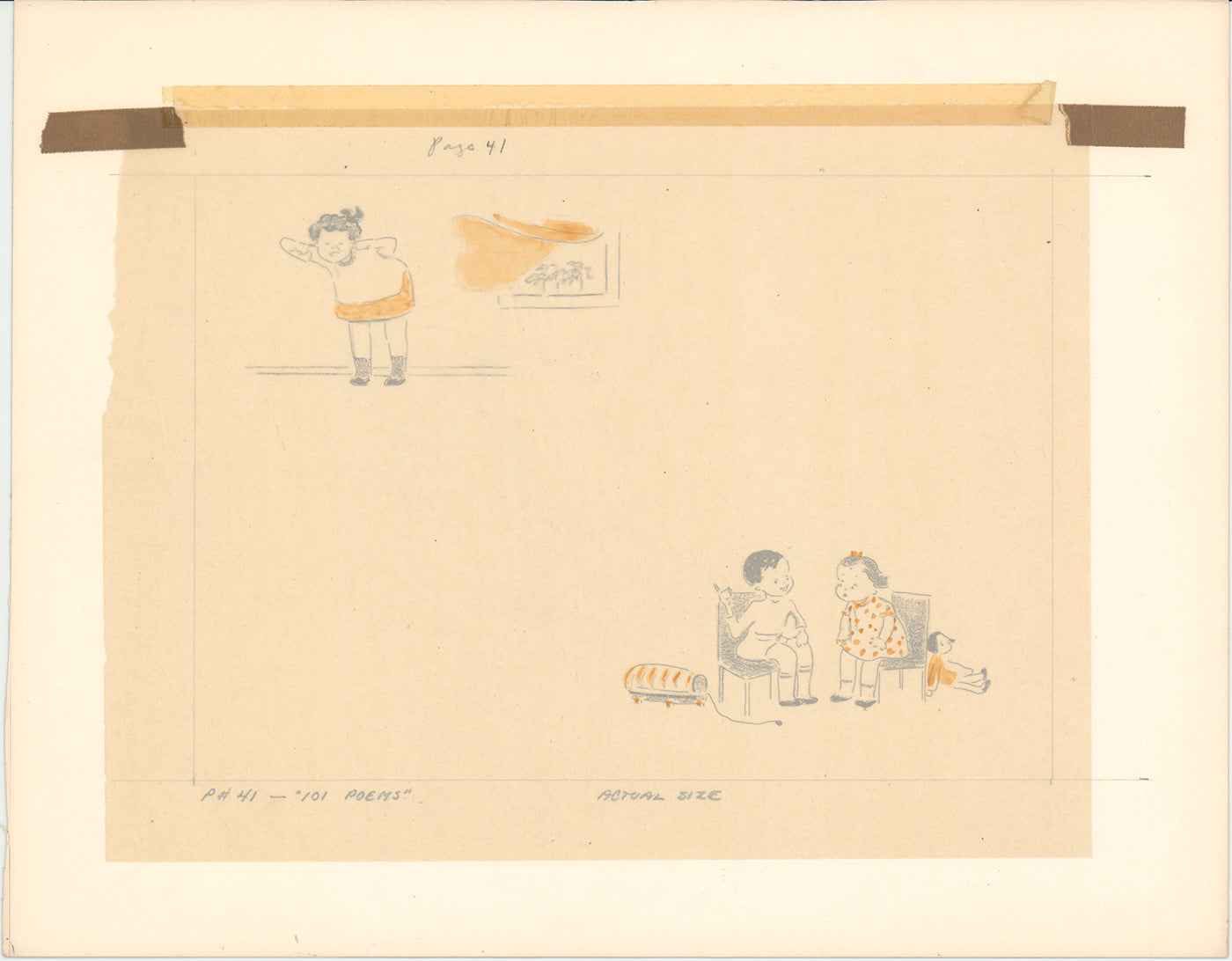 Illustration Book Page Original Drawing by Lowenheim c1978 Samuel Lowe T021