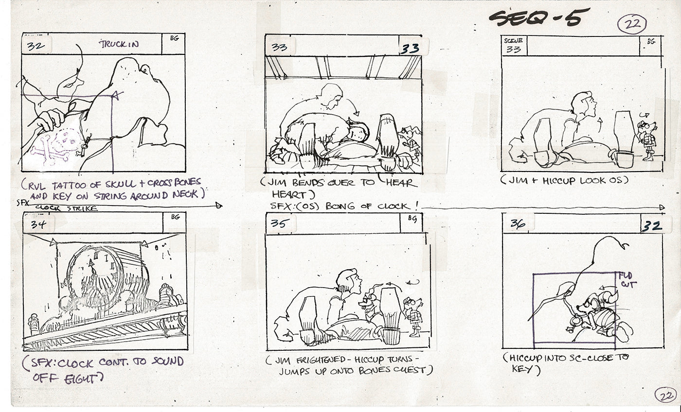 Treasure Island Storyboard Art Cartoon 2 Pages Stevenson Filmation WB 1973 A-21