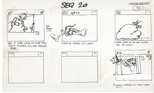 Treasure Island Storyboard Art Cartoon 2 Pages Stevenson Filmation WB 1973 C-23