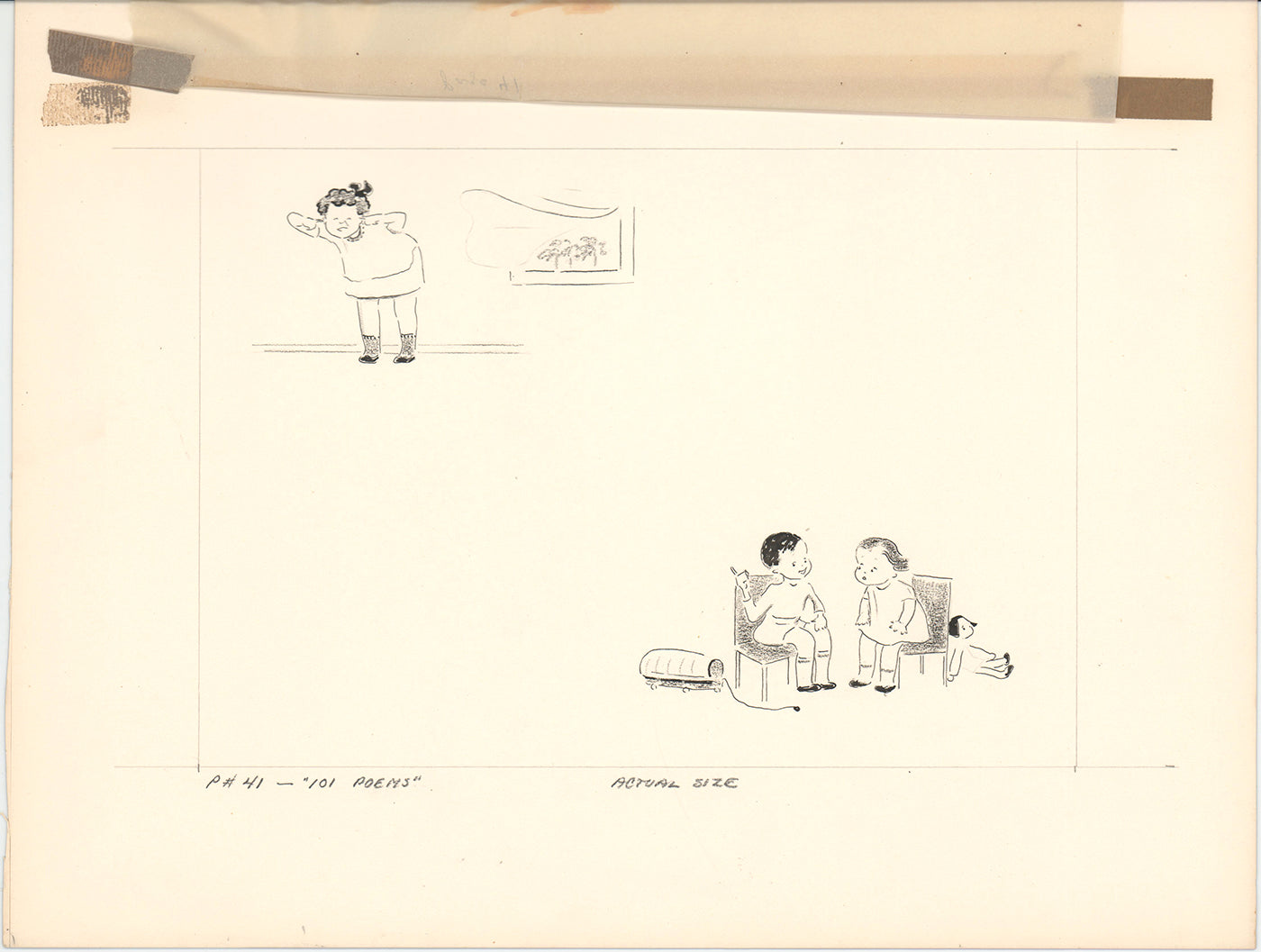 Illustration Book Page Original Drawing by Lowenheim c1978 Samuel Lowe T021