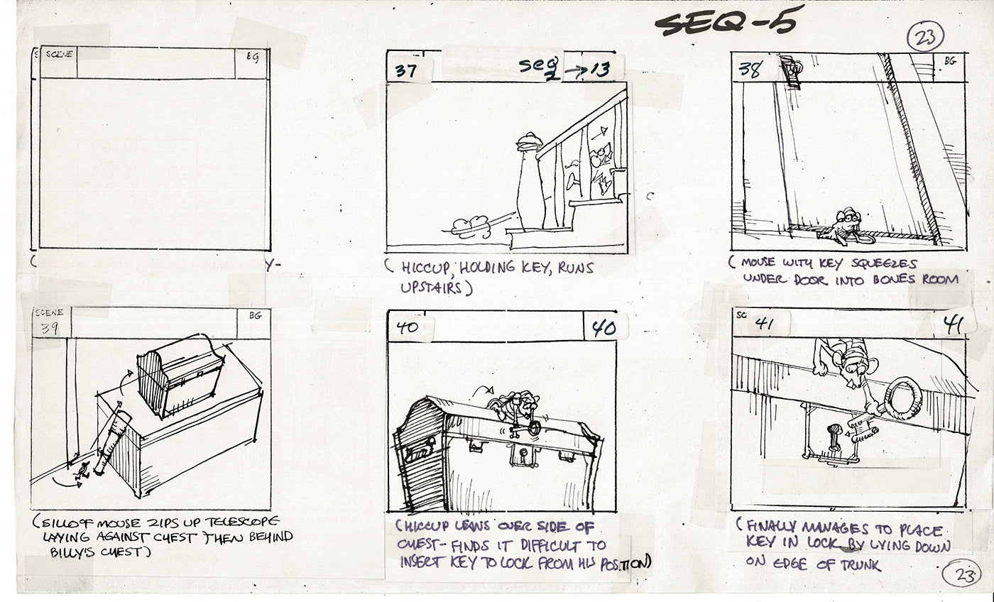Treasure Island Storyboard Art Cartoon 2 Pages Stevenson Filmation WB 1973 A-23