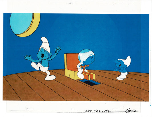 Smurfs Smurf PILOT Grouchy Production Animation Cel Hanna Barbera 1981 See Below P23