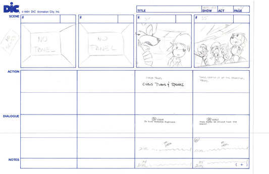 Sonic Underground Huge Hand-Drawn Production Storyboard 1999 from DIC Used to Make the Cartoon Pg 24