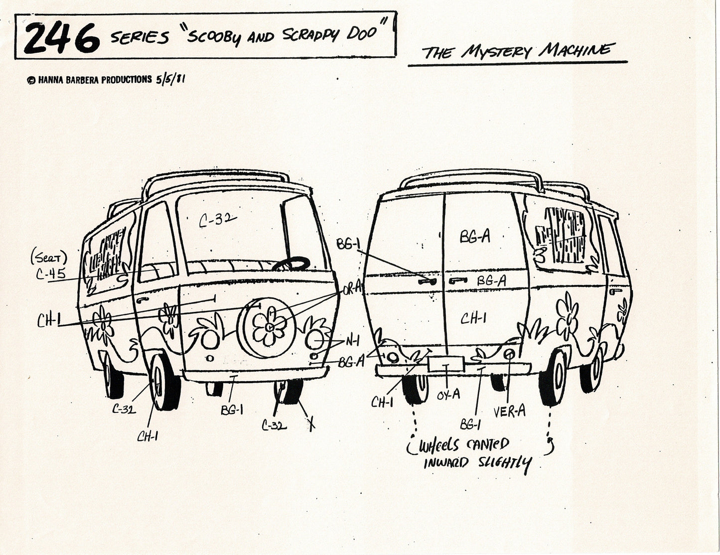 Scooby Doo Model Sheet Copy Group of 4 Pages 1981 Production Hanna Barbera