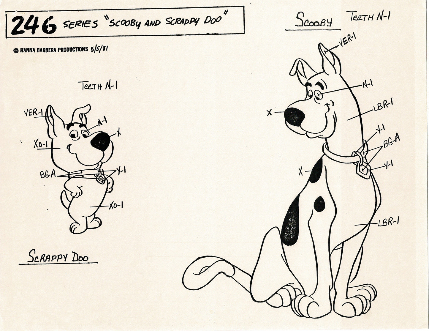 Scooby Doo Model Sheet Copy Group of 4 Pages 1981 Production Hanna Barbera