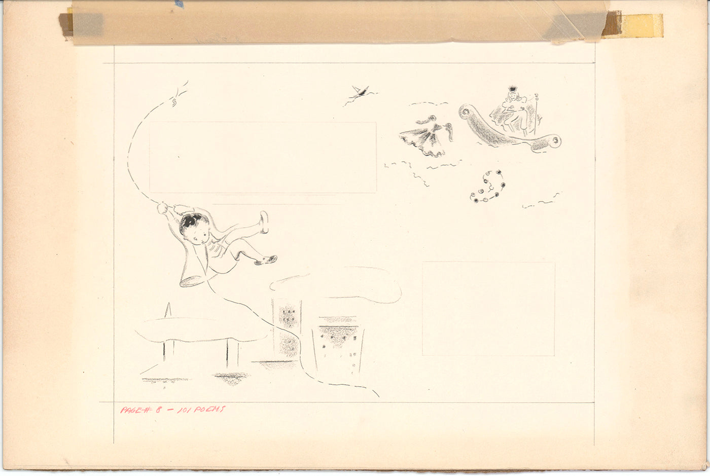Illustration Book Page Original Drawing by Lowenheim c1978 Samuel Lowe H023