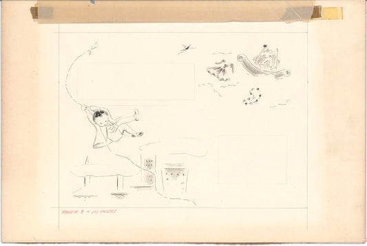 Illustration Book Page Original Drawing by Lowenheim c1978 Samuel Lowe H023