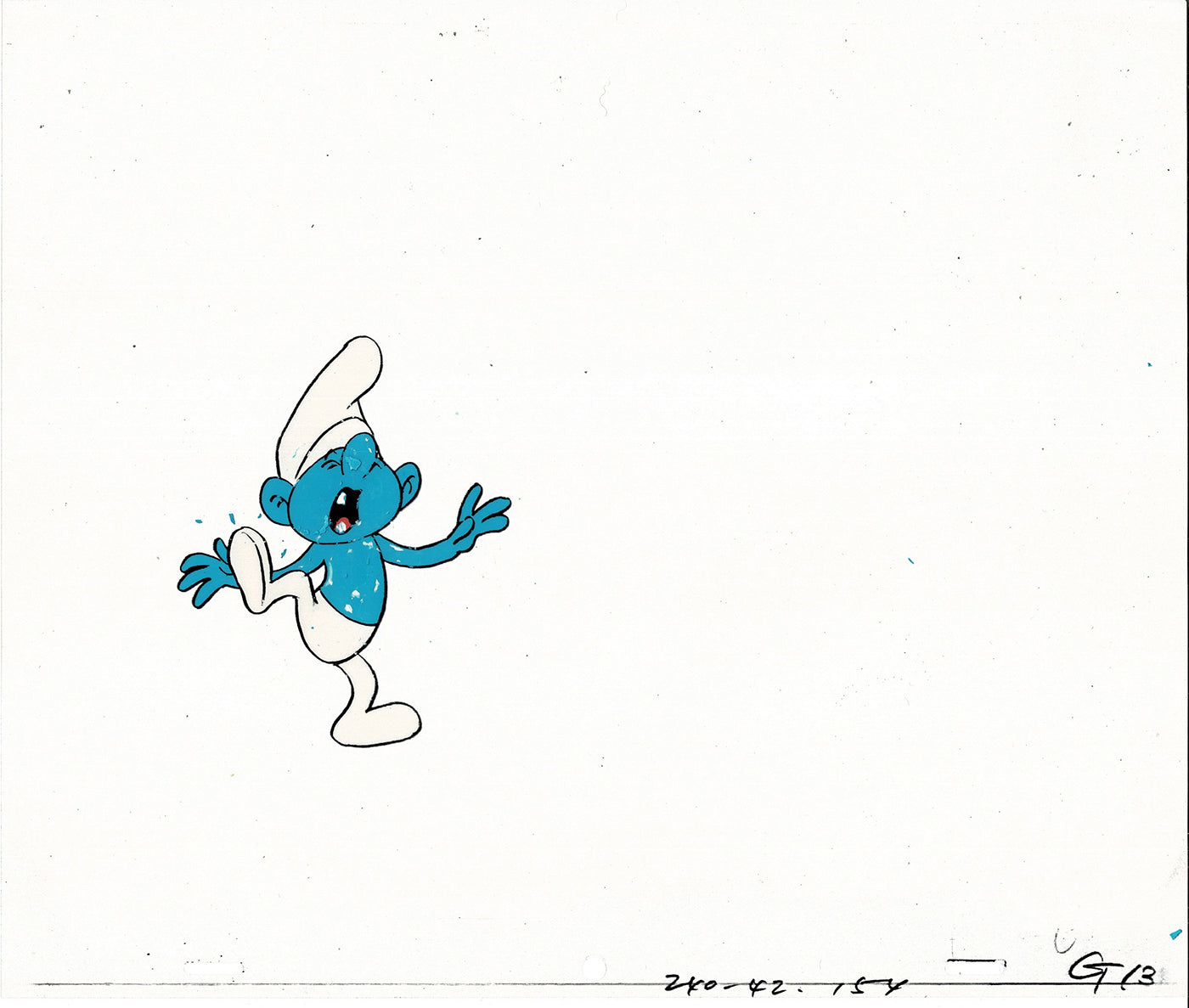Smurfs Smurf PILOT Grouchy Production Animation Cel Hanna Barbera 1981 See Below P24