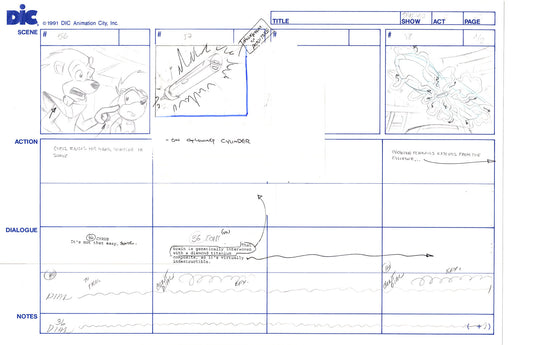 Sonic Underground Huge Hand-Drawn Production Storyboard 1999 from DIC Used to Make the Cartoon Pg 25