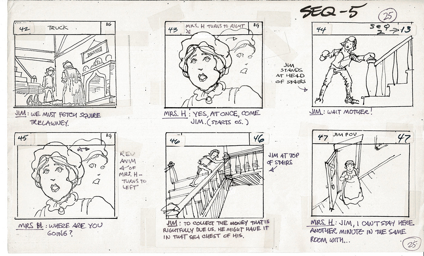 Treasure Island Storyboard Art Cartoon 2 Pages Stevenson Filmation WB 1973 A-25