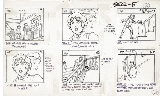 Treasure Island Storyboard Art Cartoon 2 Pages Stevenson Filmation WB 1973 A-25