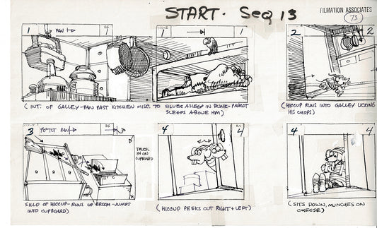 Treasure Island Storyboard Art Cartoon 2 Pages Stevenson Filmation WB 1973 B-25