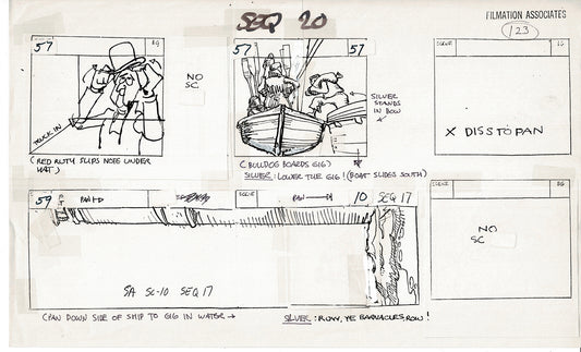 Treasure Island Storyboard Art Cartoon 2 Pages Stevenson Filmation WB 1973 C-25