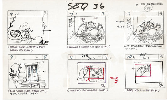 Treasure Island Storyboard Art Cartoon 2 Pages Stevenson Filmation WB 1973 E-25