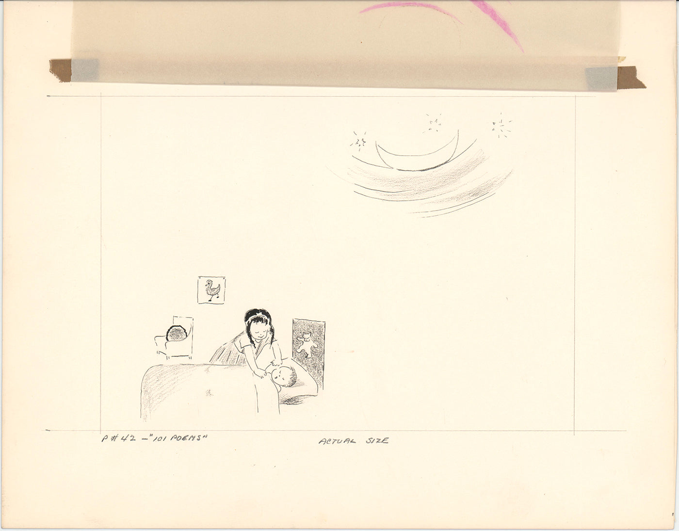 Illustration Book Page Original Drawing by Lowenheim c1978 Samuel Lowe T023