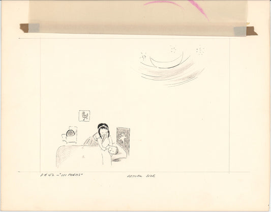 Illustration Book Page Original Drawing by Lowenheim c1978 Samuel Lowe T023