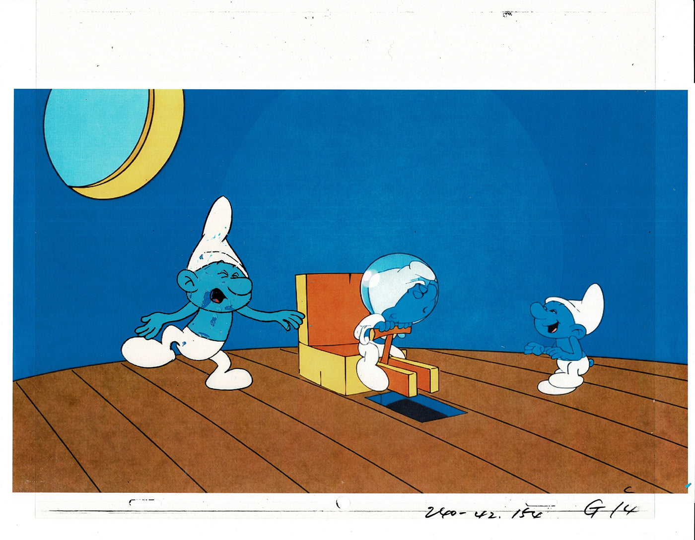 Smurfs Smurf PILOT Grouchy Production Animation Cel Hanna Barbera 1981 See Below P25