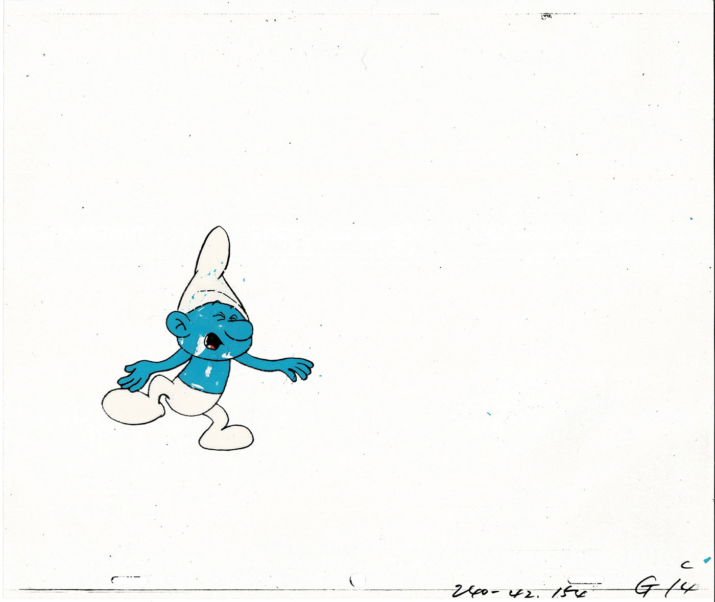 Smurfs Smurf PILOT Grouchy Production Animation Cel Hanna Barbera 1981 See Below P25