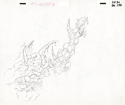 She-Ra Princess of Power Animation Production Pencil Background Drawing For Cels Filmation 1980s 269