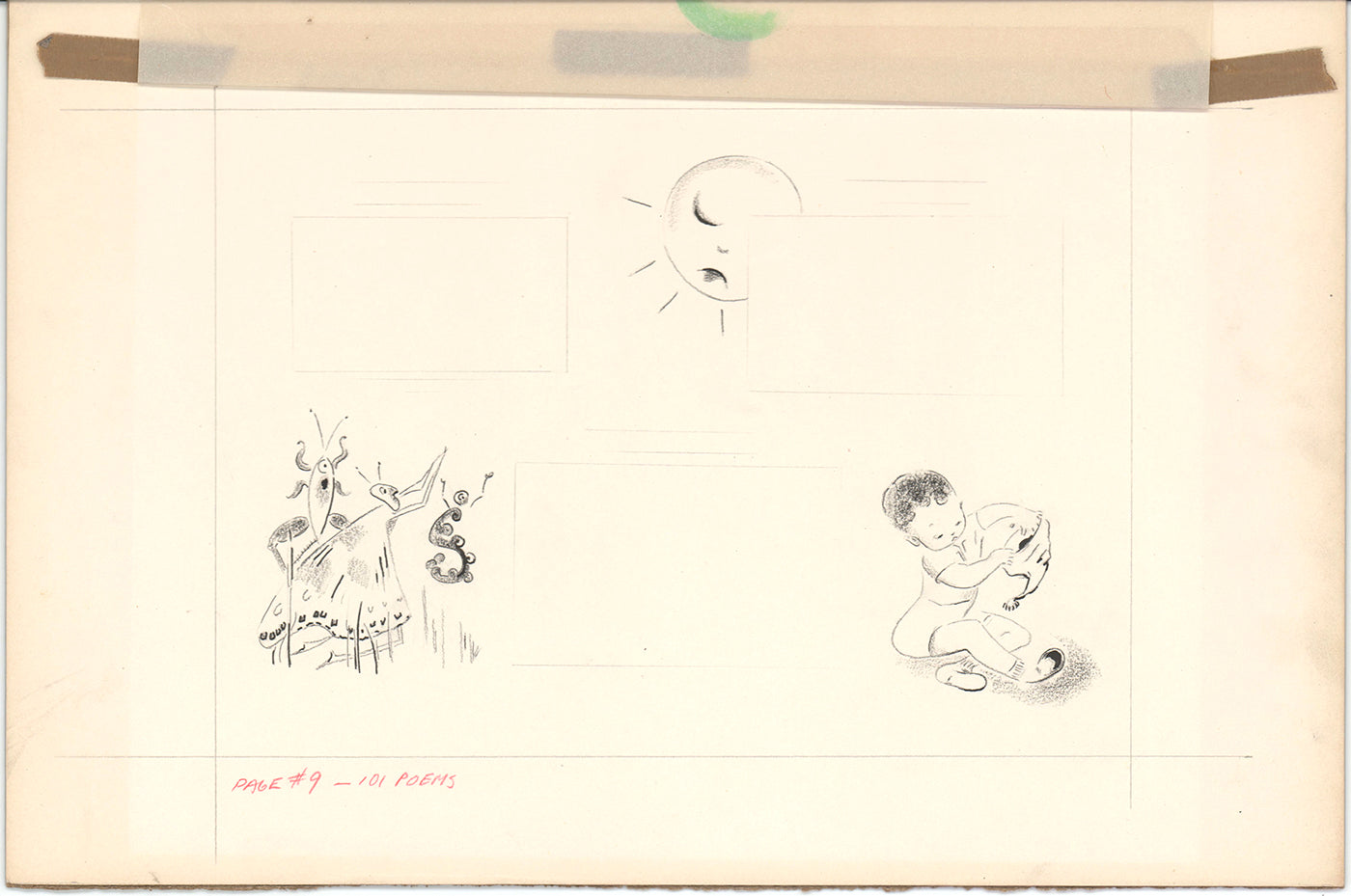 Illustration Book Page Original Drawing by Lowenheim c1978 Samuel Lowe H025