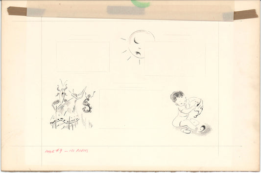 Illustration Book Page Original Drawing by Lowenheim c1978 Samuel Lowe H025