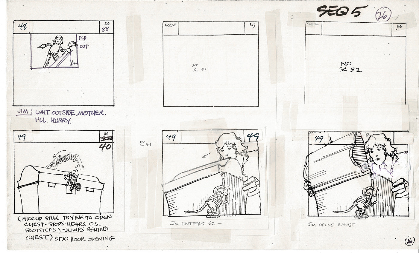 Treasure Island Storyboard Art Cartoon 2 Pages Stevenson Filmation WB 1973 A-25