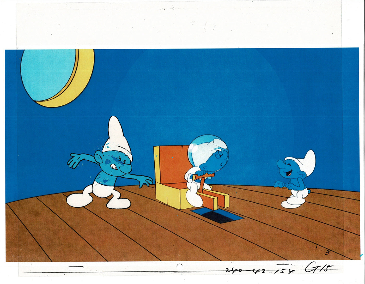 Smurfs Smurf PILOT Grouchy Production Animation Cel Hanna Barbera 1981 See Below P26