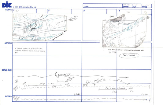 Sonic Underground Huge Hand-Drawn Production Storyboard 1999 from DIC Used to Make the Cartoon Pg 27